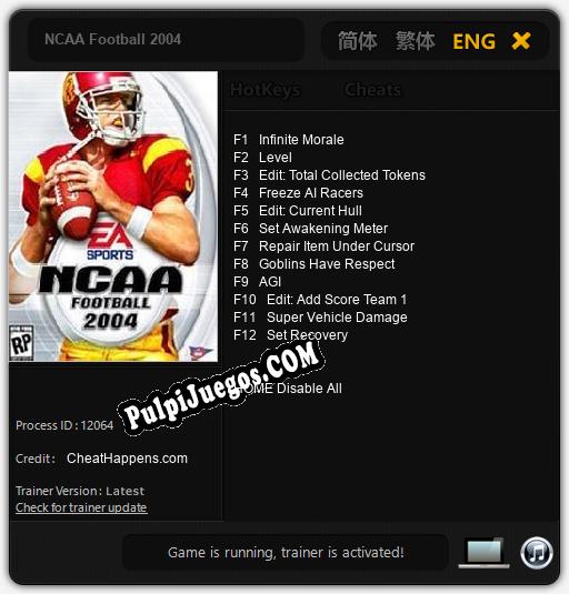 NCAA Football 2004: Trainer +12 [v1.4]