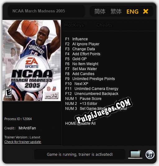 NCAA March Madness 2005: Treinador (V1.0.40)