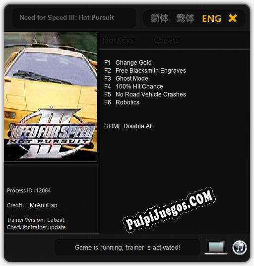 Need for Speed III: Hot Pursuit: Cheats, Trainer +6 [MrAntiFan]