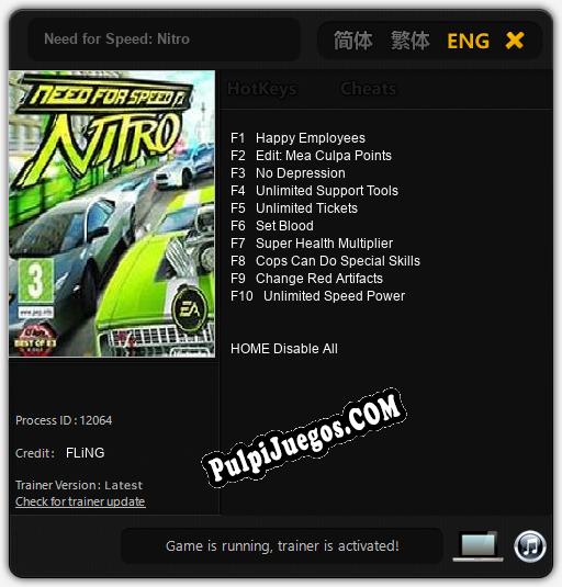 Need for Speed: Nitro: Cheats, Trainer +10 [FLiNG]