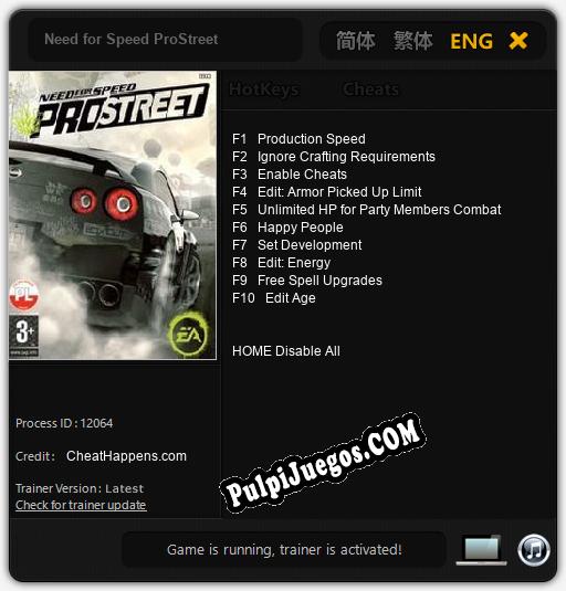 Entrenador liberado a Need for Speed ProStreet [v1.0.7]