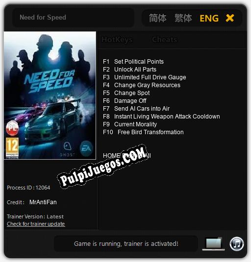 Need for Speed: Trainer +10 [v1.9]