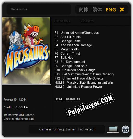 Neosaurus: Cheats, Trainer +14 [dR.oLLe]