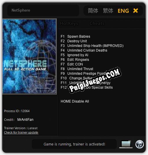 NetSphere: Trainer +12 [v1.9]