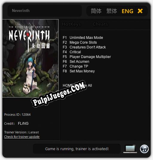 Neverinth: Cheats, Trainer +8 [FLiNG]