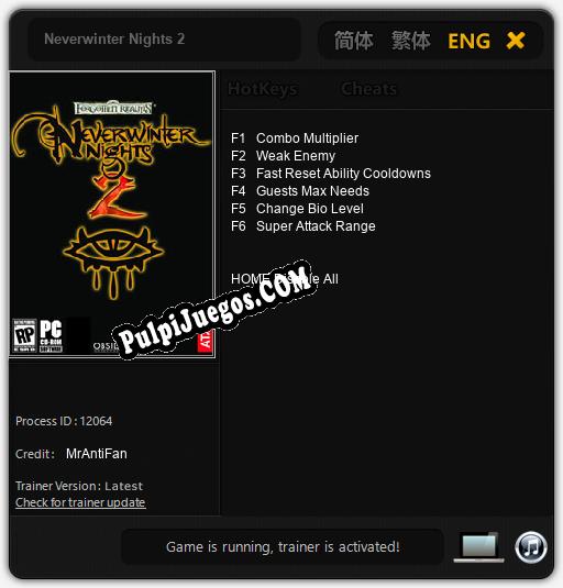 Neverwinter Nights 2: Trainer +6 [v1.7]