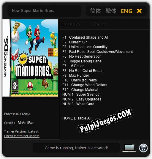 New Super Mario Bros.: Trainer +15 [v1.1]