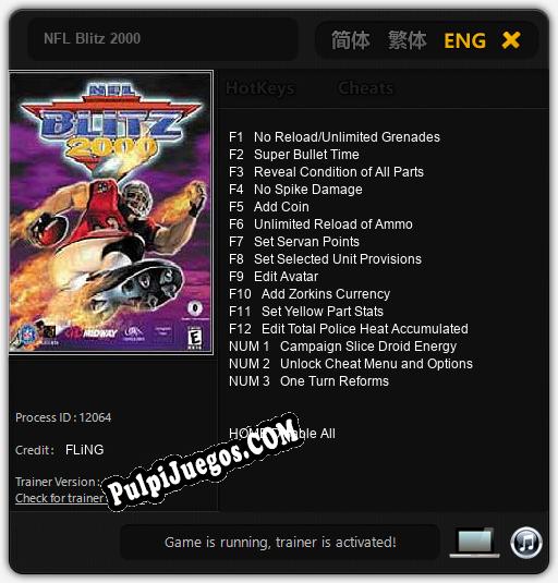 NFL Blitz 2000: Trainer +15 [v1.6]