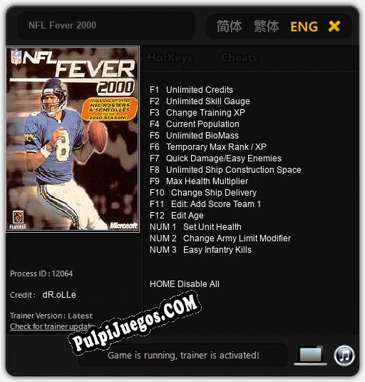 NFL Fever 2000: Treinador (V1.0.8)