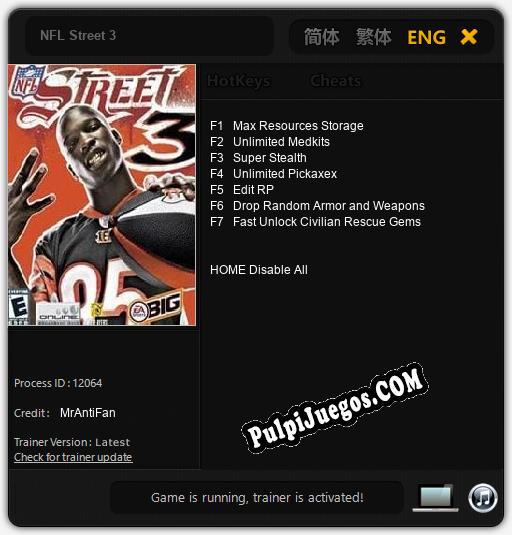 NFL Street 3: Trainer +7 [v1.8]