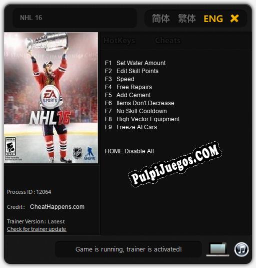 NHL 16: Trainer +9 [v1.5]