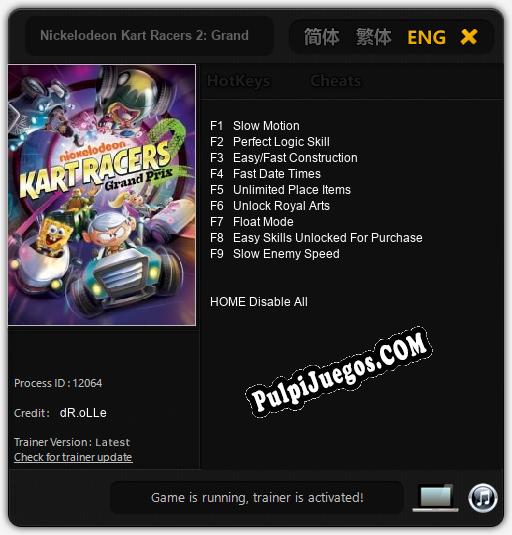 Nickelodeon Kart Racers 2: Grand Prix: Treinador (V1.0.10)