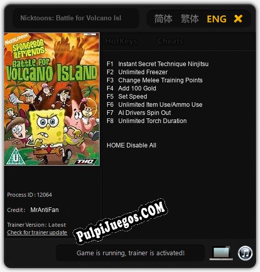 Entrenador liberado a Nicktoons: Battle for Volcano Island [v1.0.2]