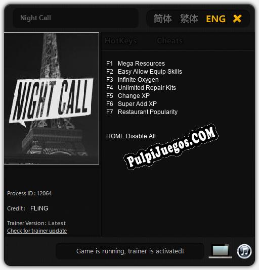 Night Call: Cheats, Trainer +7 [FLiNG]