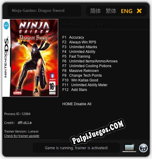 Ninja Gaiden: Dragon Sword: Treinador (V1.0.8)