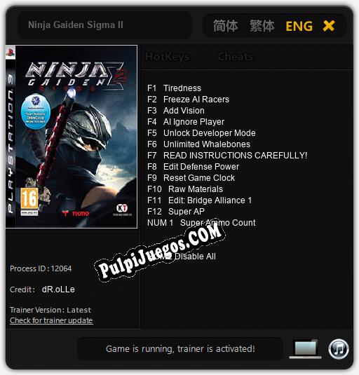 Ninja Gaiden Sigma II: Trainer +13 [v1.7]