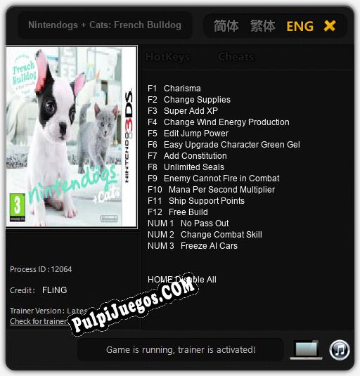 Nintendogs + Cats: French Bulldog & New Friends: Cheats, Trainer +15 [FLiNG]