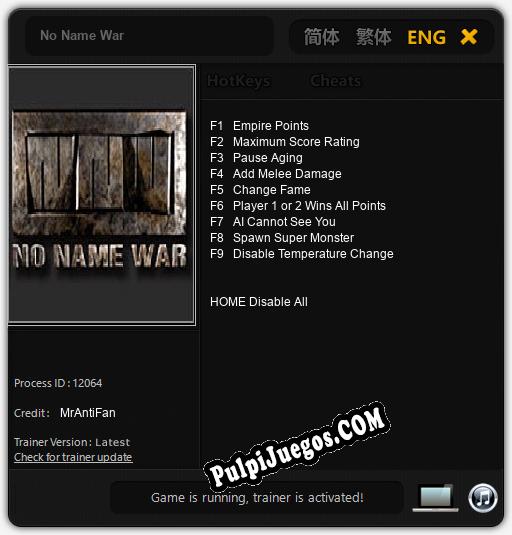 No Name War: Trainer +9 [v1.7]