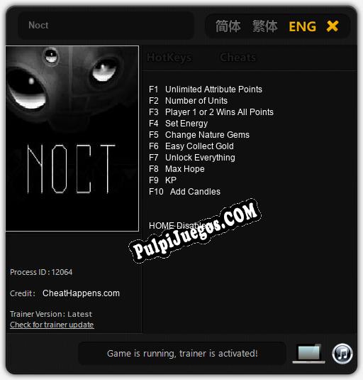 Noct: Cheats, Trainer +10 [CheatHappens.com]