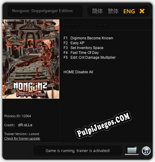 Nongunz: Doppelganger Edition: Treinador (V1.0.98)