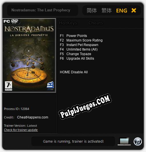 Nostradamus: The Last Prophecy: Treinador (V1.0.77)