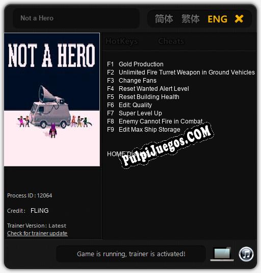 Not a Hero: Trainer +9 [v1.8]