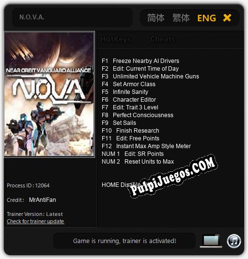 N.O.V.A.: Trainer +14 [v1.3]