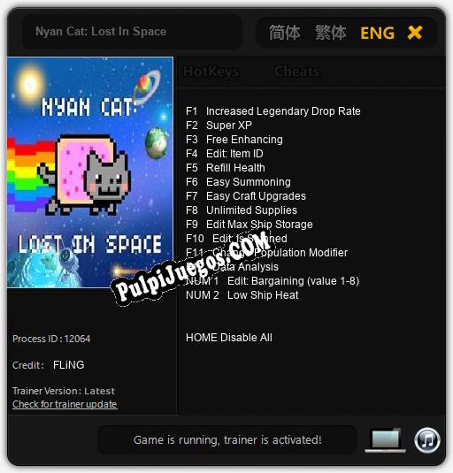 Nyan Cat: Lost In Space: Trainer +14 [v1.5]