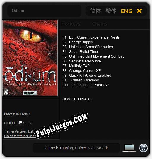 Odium: Trainer +11 [v1.1]