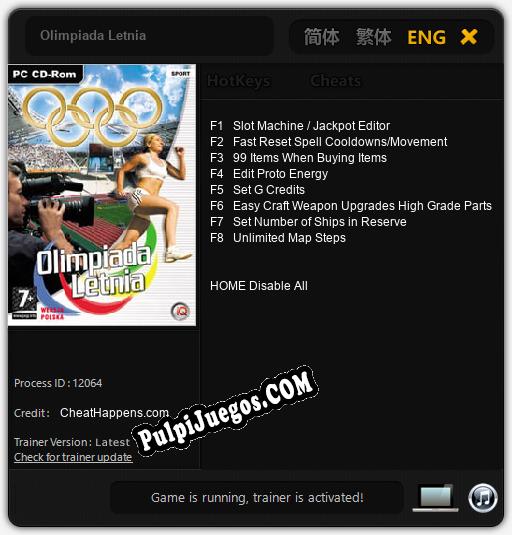 Olimpiada Letnia: Cheats, Trainer +8 [CheatHappens.com]