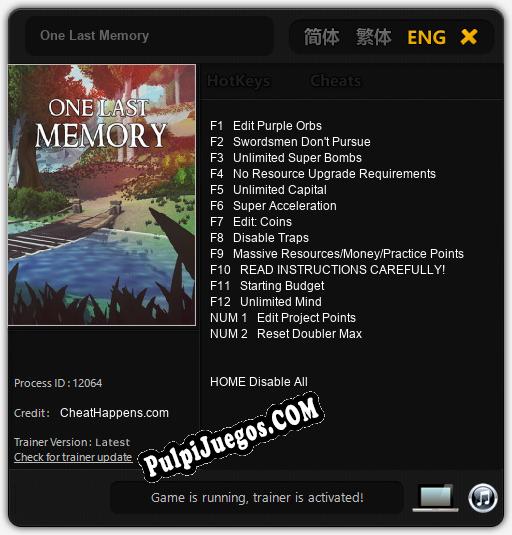 Entrenador liberado a One Last Memory [v1.0.7]