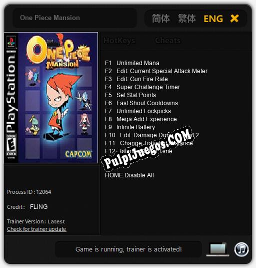 One Piece Mansion: Trainer +12 [v1.2]