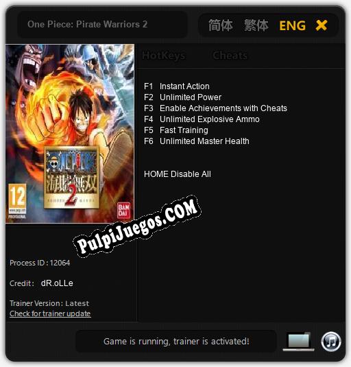 Entrenador liberado a One Piece: Pirate Warriors 2 [v1.0.5]