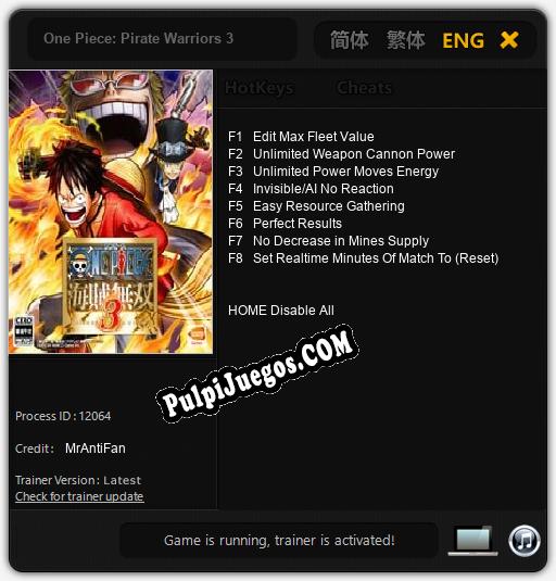 One Piece: Pirate Warriors 3: Treinador (V1.0.37)