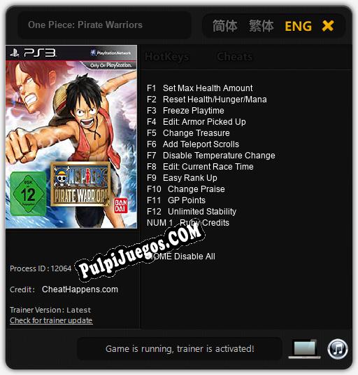 One Piece: Pirate Warriors: Cheats, Trainer +13 [CheatHappens.com]