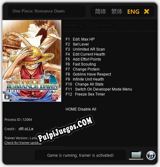 One Piece: Romance Dawn: Cheats, Trainer +12 [dR.oLLe]