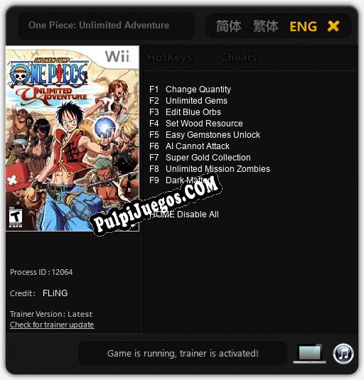 One Piece: Unlimited Adventure: Cheats, Trainer +9 [FLiNG]