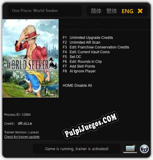 One Piece: World Seeker: Treinador (V1.0.76)