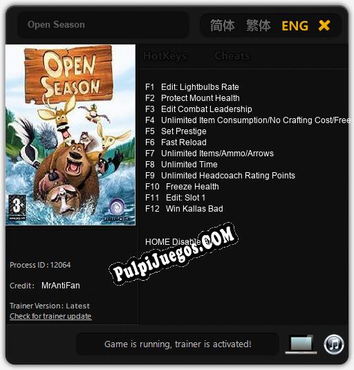 Entrenador liberado a Open Season [v1.0.9]