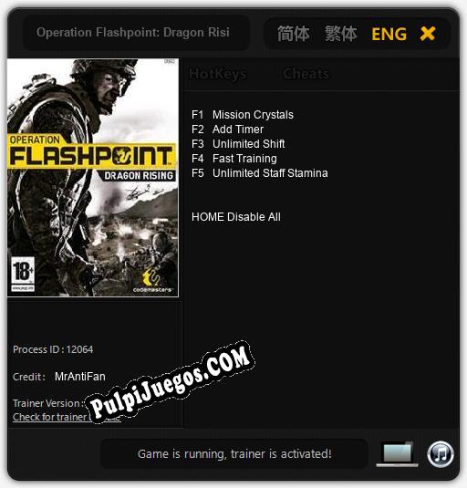 Operation Flashpoint: Dragon Rising: Treinador (V1.0.6)