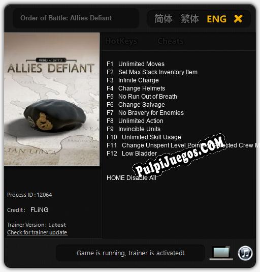 Order of Battle: Allies Defiant: Trainer +12 [v1.4]