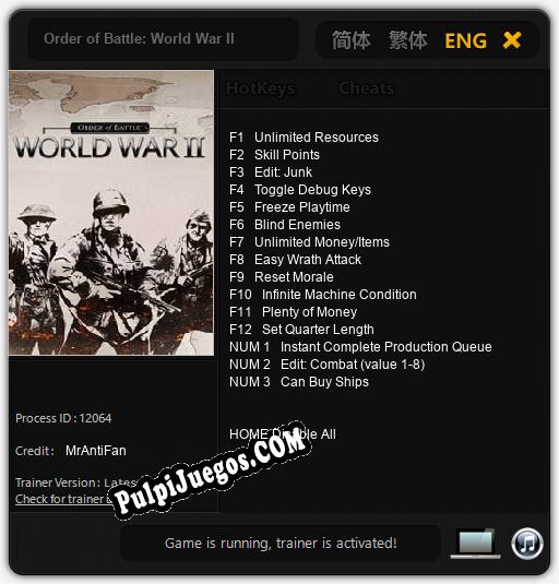 Entrenador liberado a Order of Battle: World War II [v1.0.7]