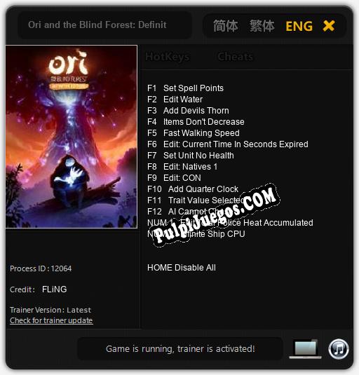 Ori and the Blind Forest: Definitive Edition: Treinador (V1.0.64)