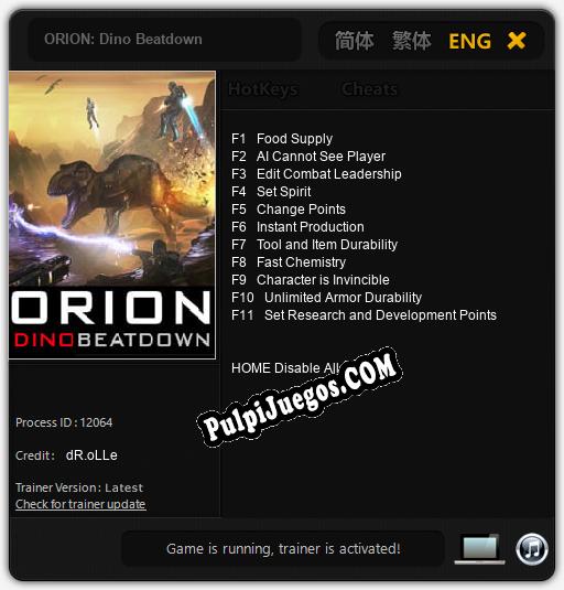 ORION: Dino Beatdown: Cheats, Trainer +11 [dR.oLLe]