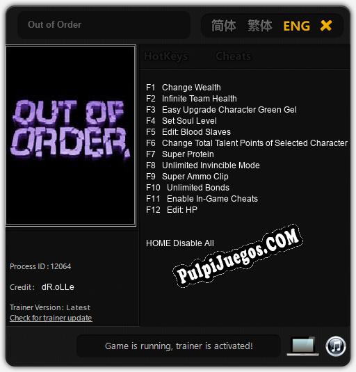 Out of Order: Cheats, Trainer +12 [dR.oLLe]