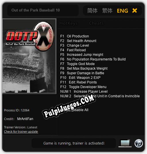 Out of the Park Baseball 10: Treinador (V1.0.47)