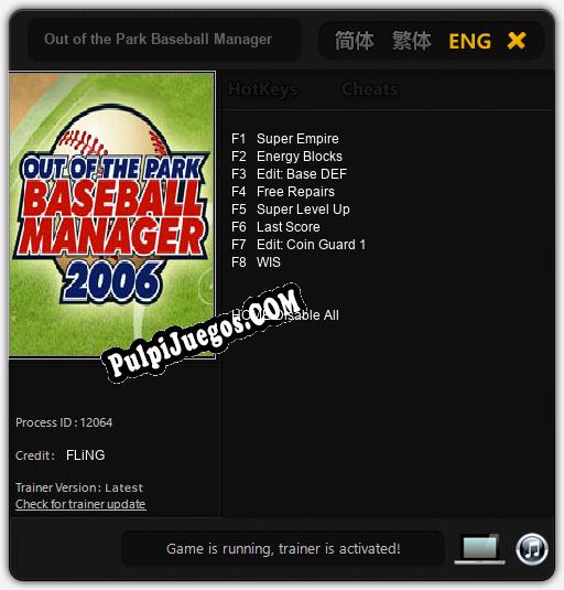 Out of the Park Baseball Manager 2006: Trainer +8 [v1.4]