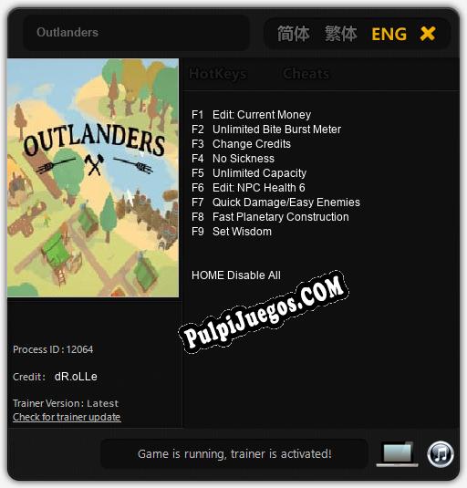 Outlanders: Cheats, Trainer +9 [dR.oLLe]