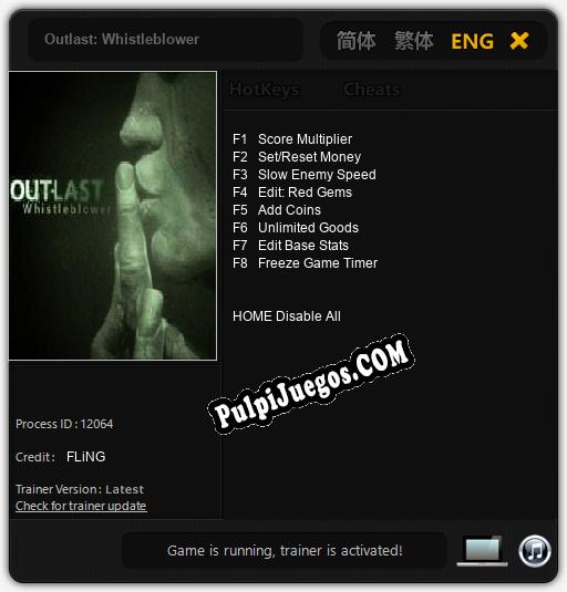 Outlast: Whistleblower: Treinador (V1.0.41)