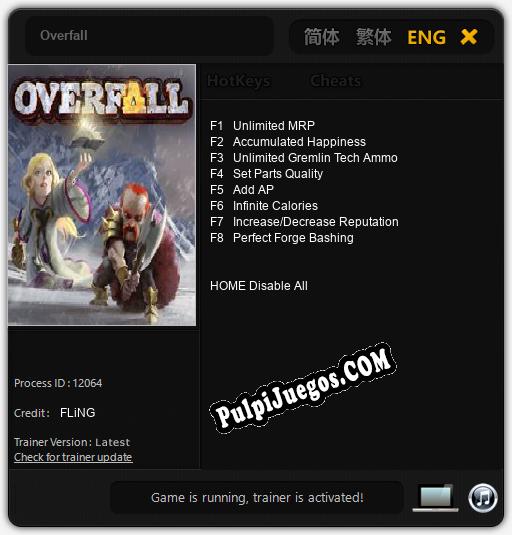 Overfall: Trainer +8 [v1.3]